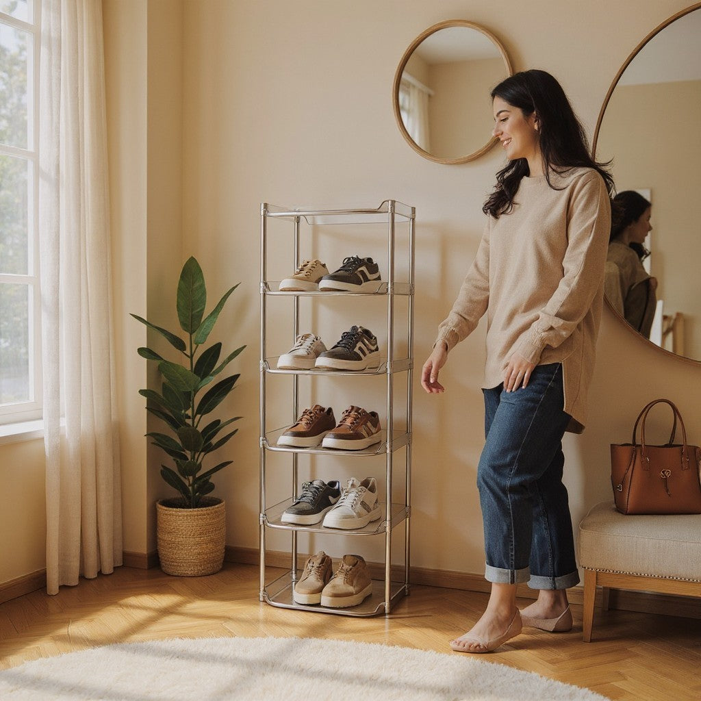 SIMPLE GLASS SHOE RACK