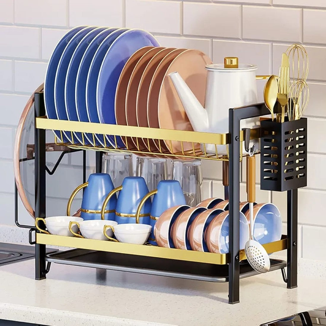 2 LAYER SIMPLE DISH RACK GOLD