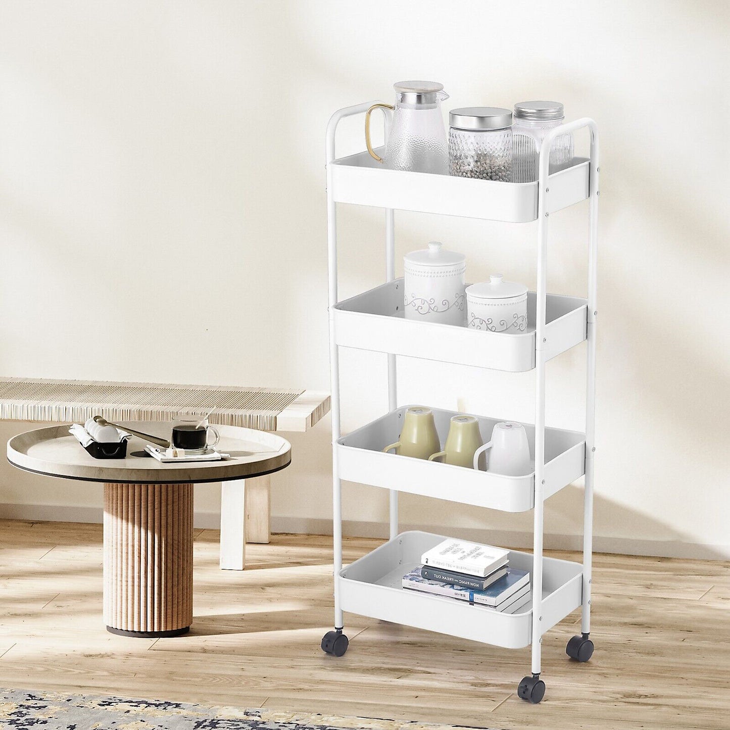 4 LAYER STORAGE TROLLEY WHITE