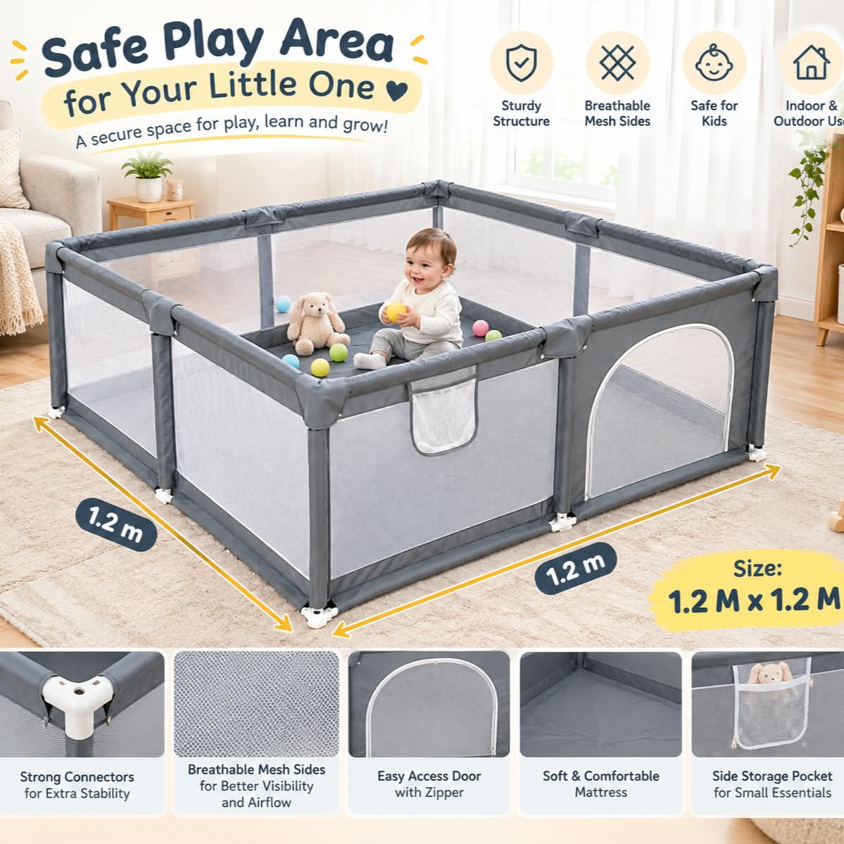 CHILDRENCE PLAYPEN 1.2 x 1.2 M