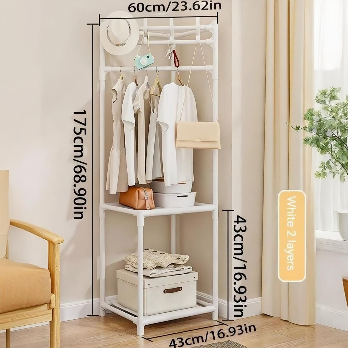 CORNER CLOTH RACK WHITE