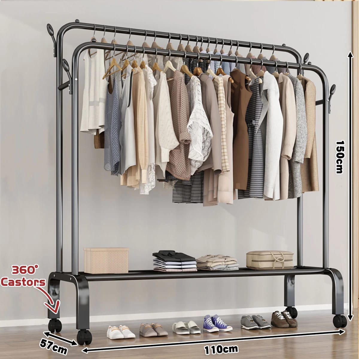 DOUBLE CLOTH HANGER BLACK