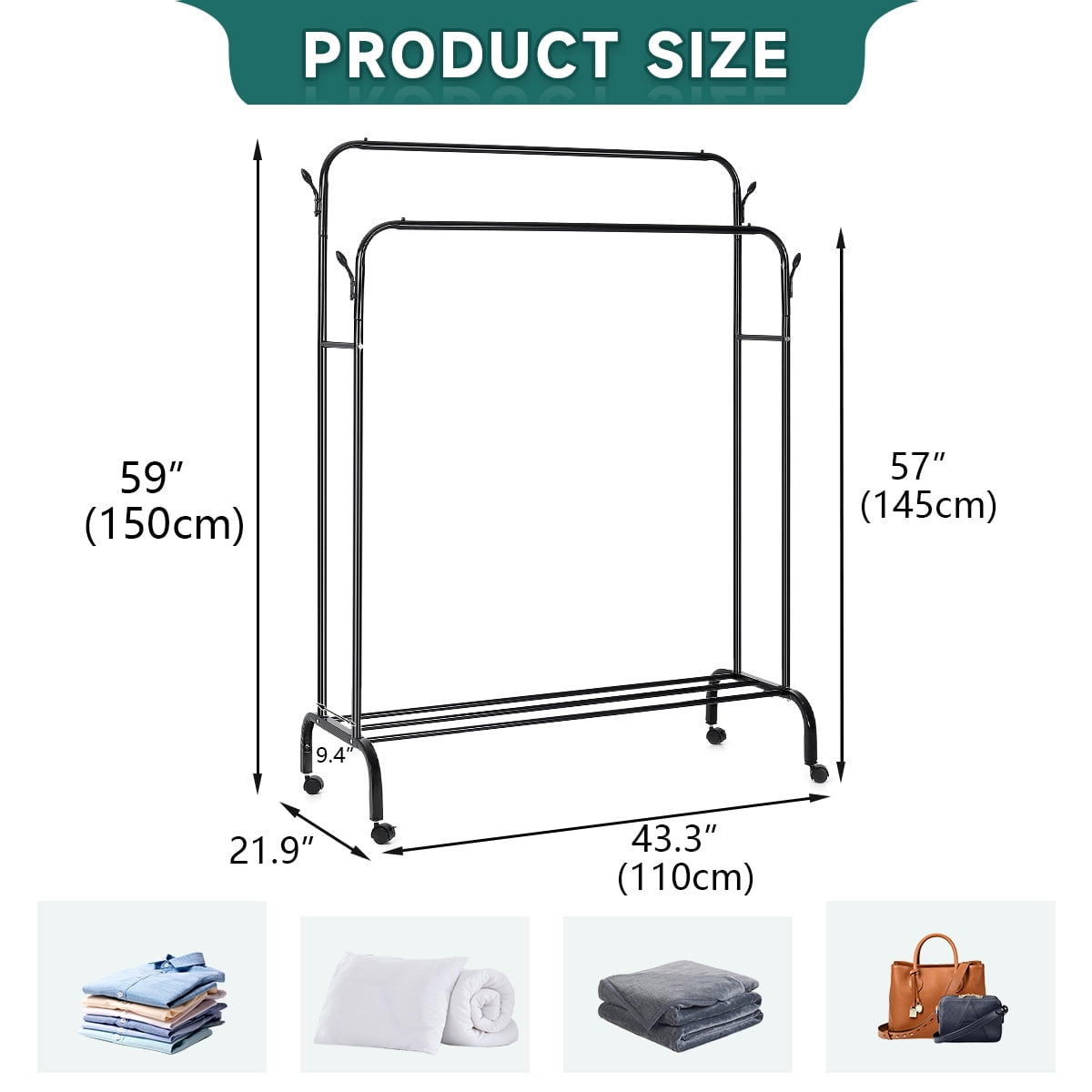 DOUBLE CLOTH HANGER BLACK