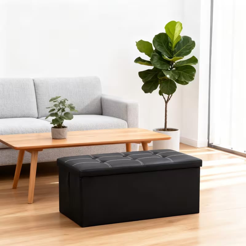 Foldable Storage Ottoman Bench